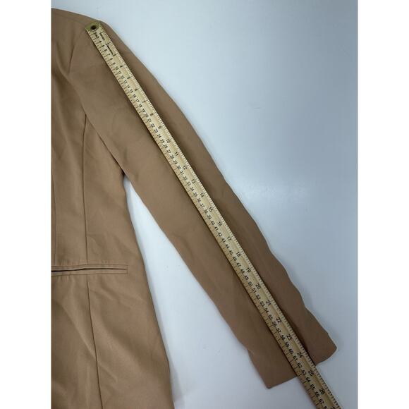 LC Lauren Conrad Womens Blazer Size 12 Brown Long Sleeve Open Front Collared - Picture 12 of 14